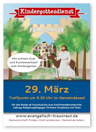 Flyer Kindergottesdienst Traunreut Maerz